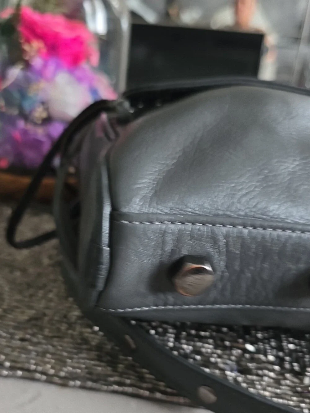 Rebecca Minkoff Black Leather Messenger Bag with Gunmetal Hardware